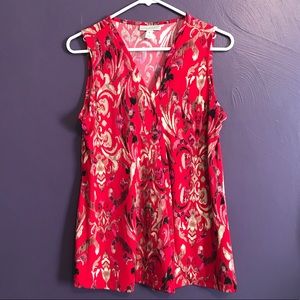 Dana Buchman beautiful filigree pattern red blouse